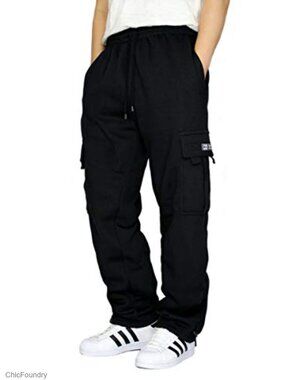Men's Heavyweight Fleece Cargo Sweatpants with Pockets